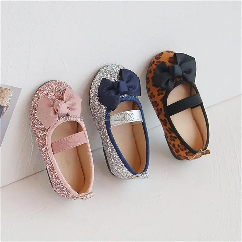 Toddler Girl Glitter Leather Flat Little Children Dress Princess Slip-on Sweet Soft Shoes 3