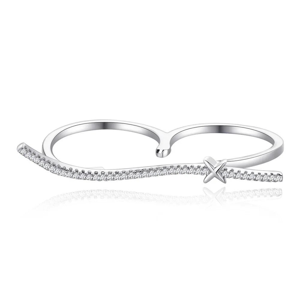 

2024 New Product Original Design Chain Double Finger Ring Female S925 Sterling Silver Europe and America Small and Versatile