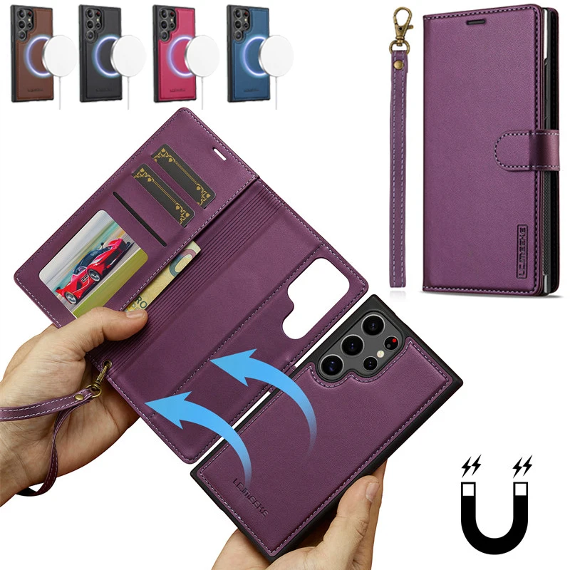 Premium Magnetic Flip Leather Phone Case with Wallet Card Holder
