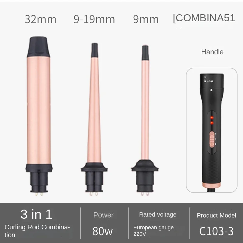 Big wave curling iron, barber shop 19mm big wave three-in-one curling iron combination set. hair curler hot brush