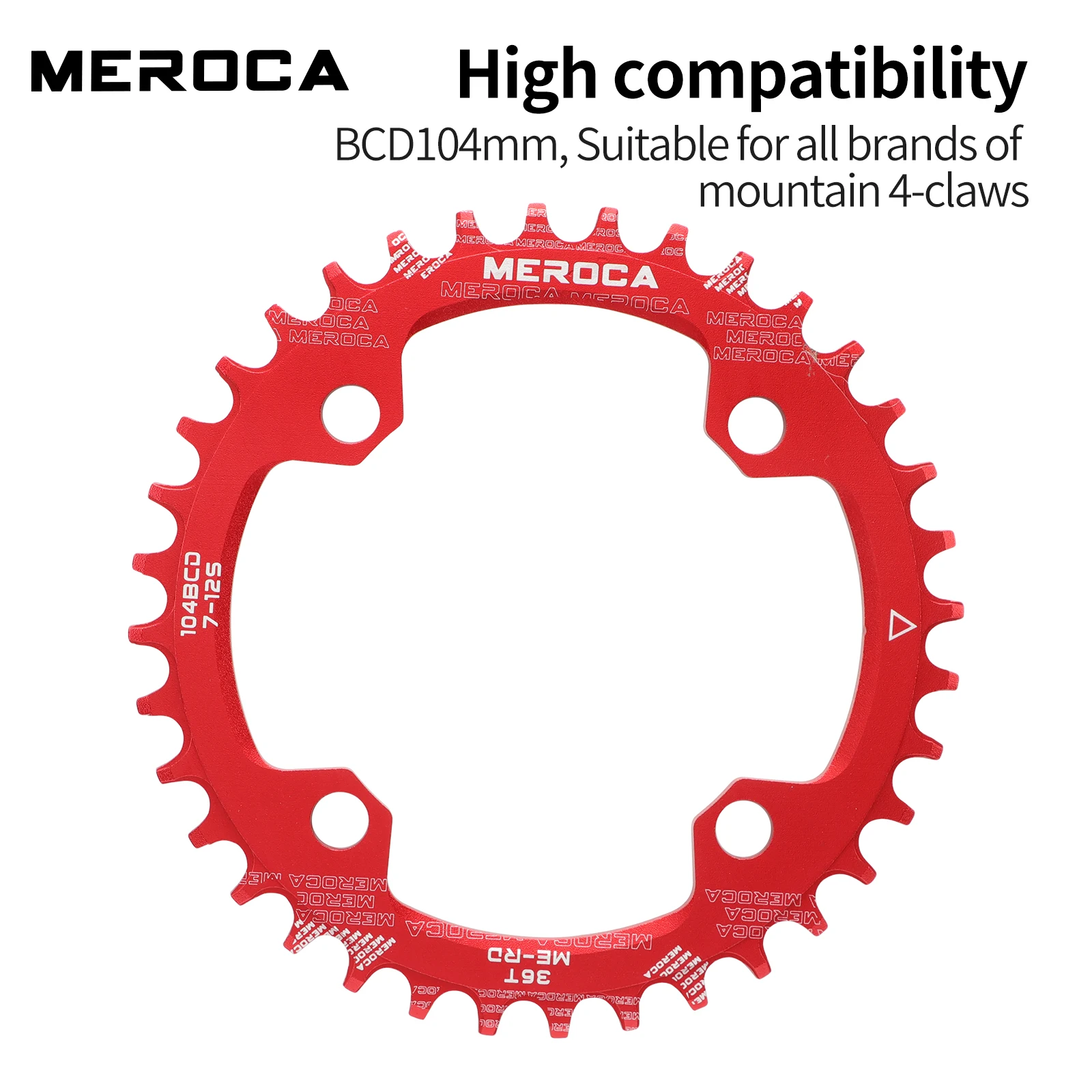 Bike Chainring MEROCA 104BCD MTB Round Narrow Wide Ultralight Mountain Bike 32T 34T 36T 38T Bicycle Crankset Tooth