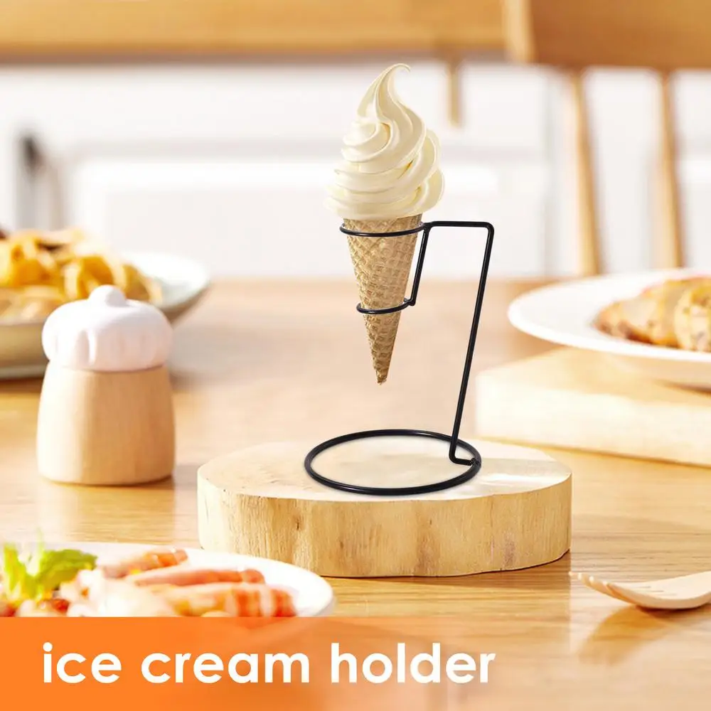 Description Picture 3 of itemIce Cream Cone Display Holder Black Restaurant Decorative Rack Scientific Design Iron Sugar Cone Display Stand Cold Drink Shop