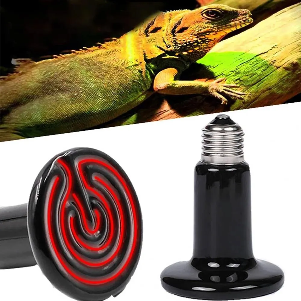 25/200W Far Infrared Heating Lamp Black Ceramic E27 Pet Warmer Bulb Brooder Chickens Tortoise Lizard Mini Reptile Light