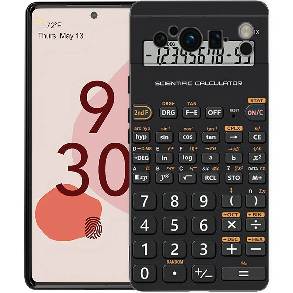 Vintage Calculator Design Shockproof TPU Phone Case - Soft Black Cover