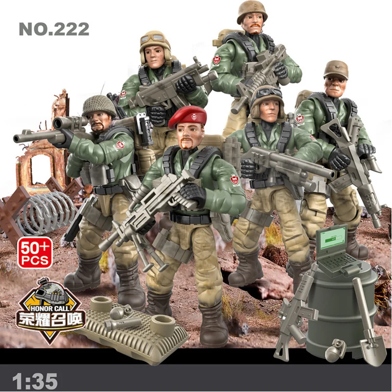 

World War Wild Wolf Special Attack Team Military Mega Blocks Ww2 Army Forces Figures Building Bricks Weapons Gun Toys For Gifts