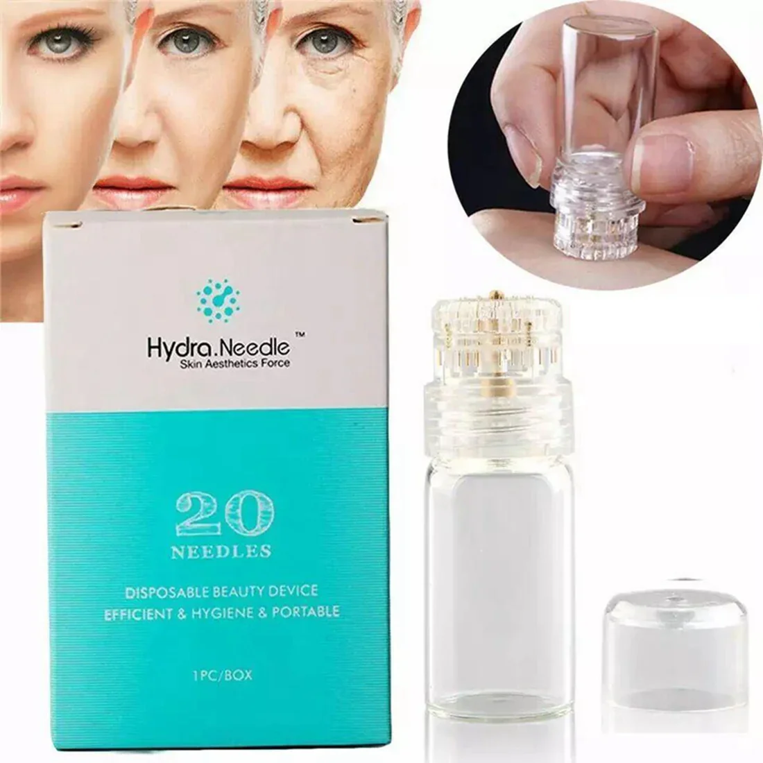 Hydra Roller 64 /20 Pin Titanium Micro Needle Derma Facial Roller Serum Applicator Skin Care Whitening Bottle Reusable