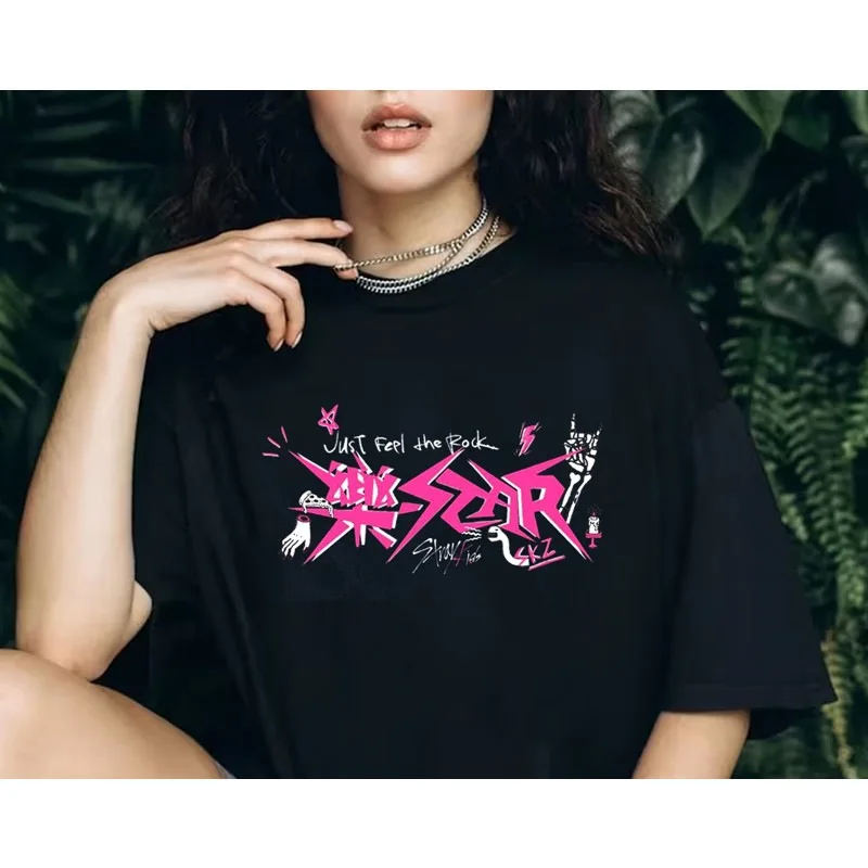 

Stray Kids T Shirt Kpop Rock Star Women Men Summer Cotton T-shirt Streetwear Fashion Short Sleeve Tee Vintage Rock Y2k Tops