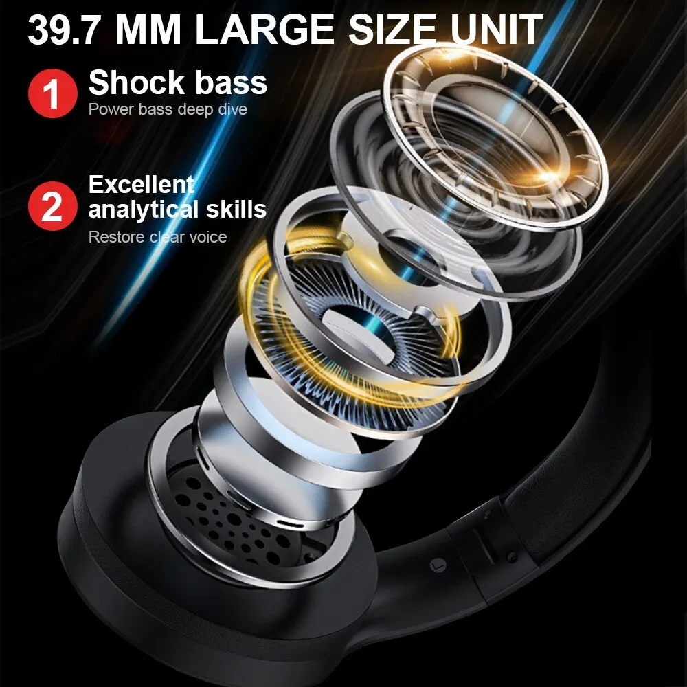 Siindoo JH919 Wireless Bluetooth Headphones Foldable Stereo Earphones Super Bass Noise Reduction Mic For Laptop PC TV BEST SELLERS