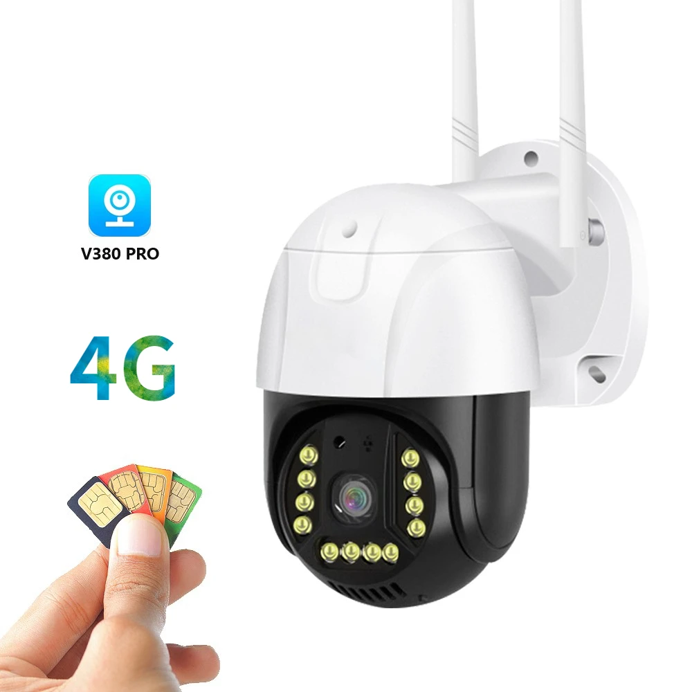 Outdoor Surveillance Camera 4G Gsm Sim V380 Pro 1080p Cloud 4x Zoom