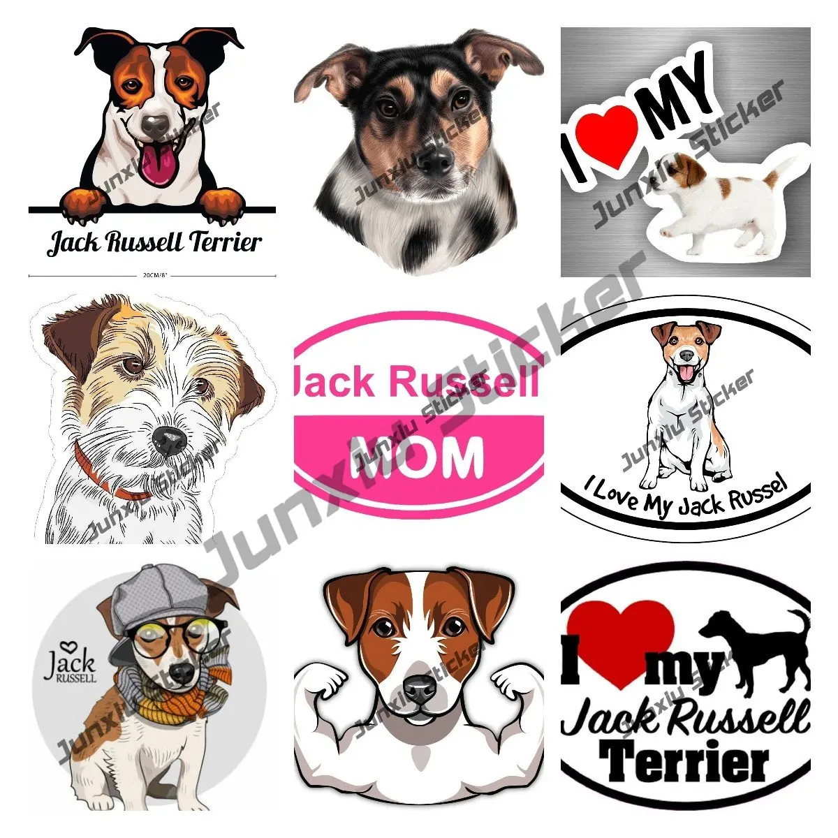 

Cute Schnauzer Jack Russell Terrier Sticker Cartoon Dog Graffiti Decal Love Jack Russel Vinyl Decal for Car Laptops Window Truck