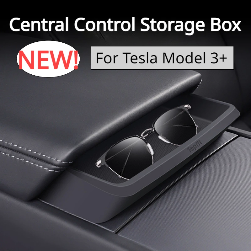 

Central Control Storage Box for Tesla Model 3+ Car Armrest Box Convenience Bag Storage Glasses Pocket New Model3 Highland 2024