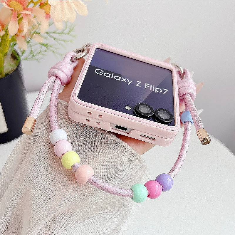 Luxury Shell Leather Magnetic Case with Chain for Flip Phones - Hinge Shockproof Cover