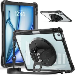 Universal Protective Tablet Case with Hand Strap for iPad and Large Tablets (Black)