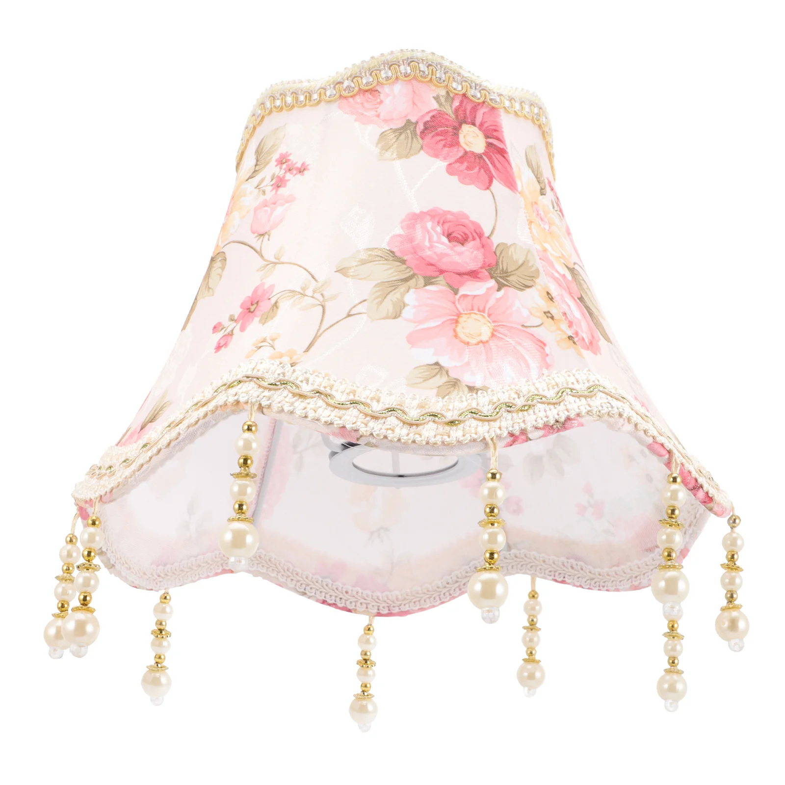 

Vintage Lamp Shade Victorian Lampshade Beads Fringe Flower Pattern Cloth Lamp Cover Antique European Cloth Lamp Covers