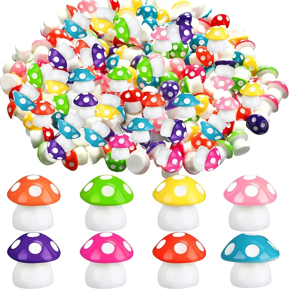 100 Pz Piccoli Funghi Mini Figurine Colorate Indoor Outdoor Fungo Statua Decor Per Giardino Paesaggio Bonsai Ornamento Artigianale