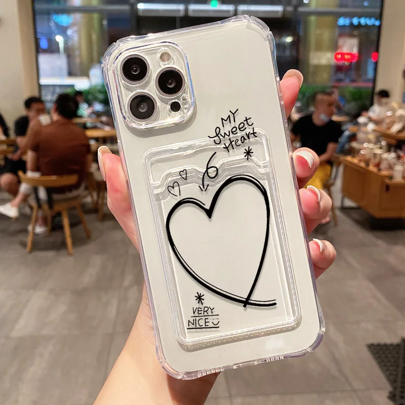 thumbnail image 1 of Funda de teléfono transparente con tarjetero para iPhone 15 Pro Max, carcasa de bolsillo con billetera para iPhone 11, 13, 12, 14 Pro Max, XR, X, XS, 8, 7, 14, 15 Plus, SE, 1 of 5