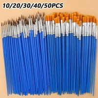 10/20/30/40/50PCS Painting Brushes Round / Flat Hair Nylon Hair Paint Brush Pen for Oil Acrylic Watercolor School Art Supplies
