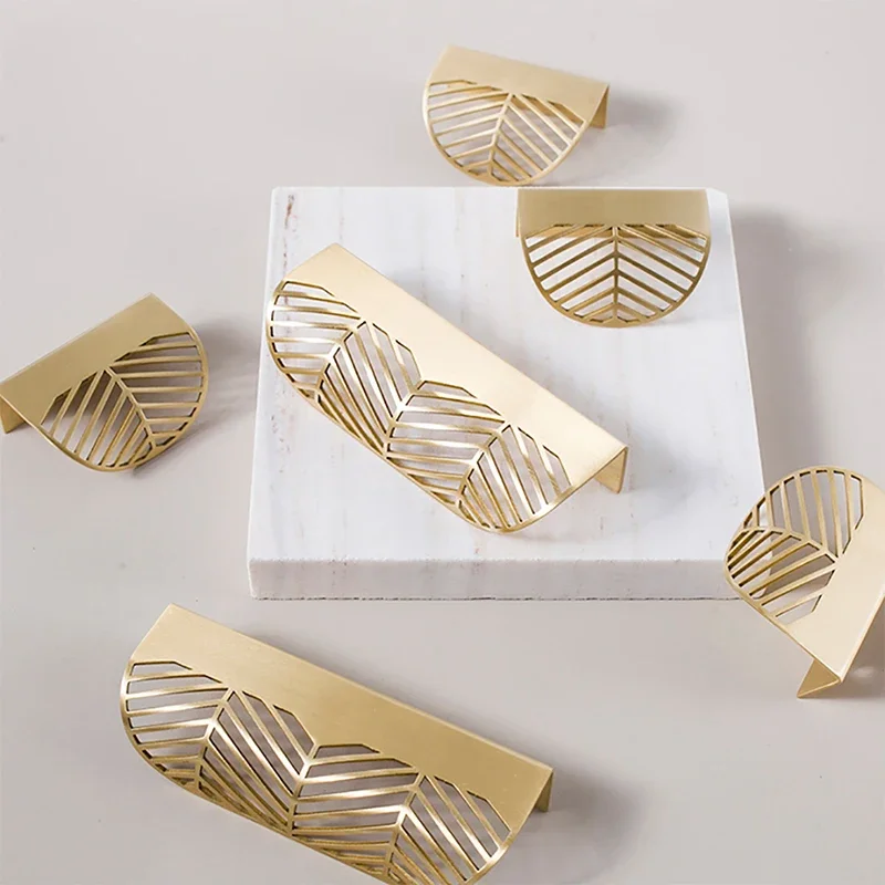 Leaf Design Brass Gold Cabinet Pulls and Handles