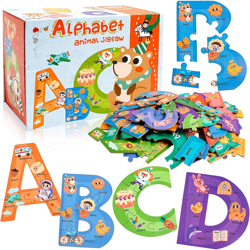 

Montessori Wooden Alphabet Puzzles for Kids 3 4 5 Years ABC Kids Learning Toys Educational Montessori Puzzle for Preschool Boys