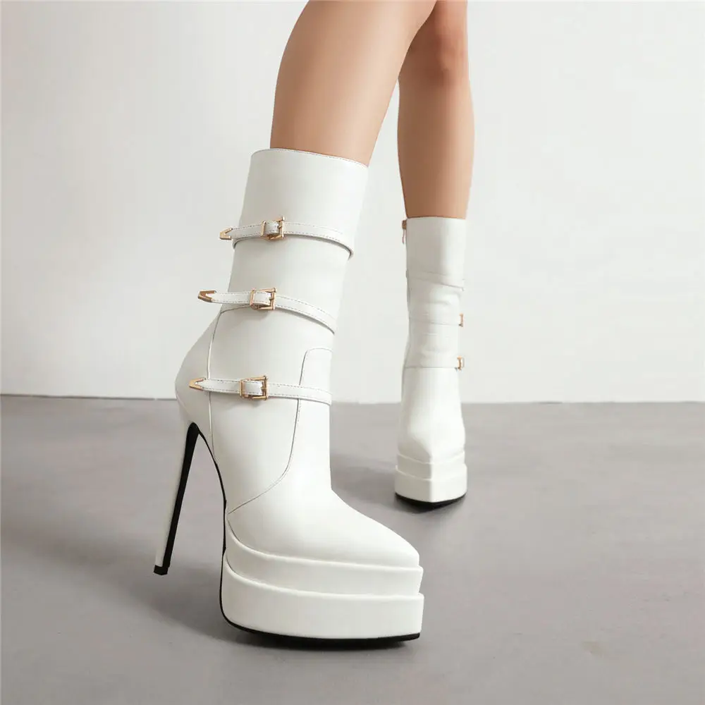 

Gnazhee Big Size 43 Platform Booties Red Black White Super High Heels Brand New Women's Boots Shoes