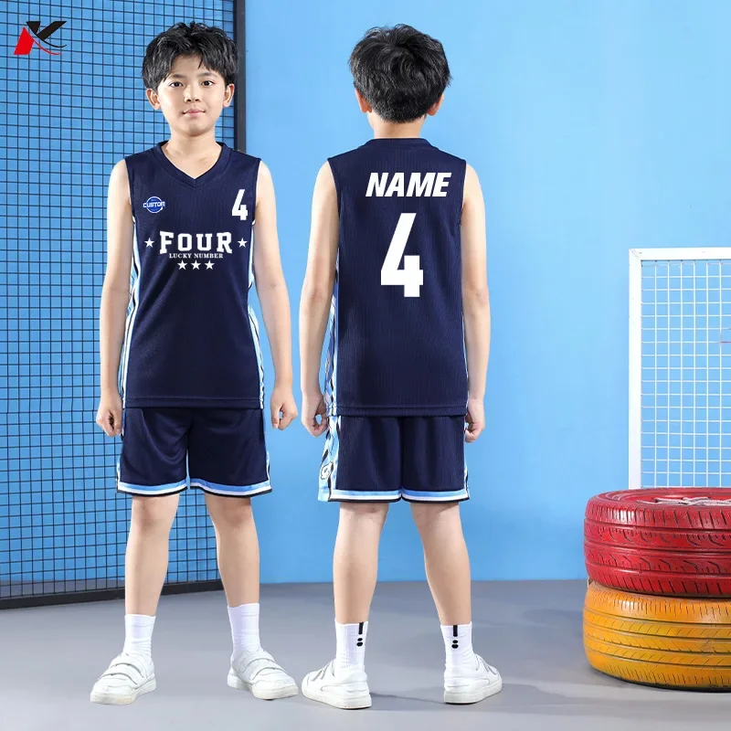 Customizable Kids Basketball Jersey Sets Sport Clothing Breathable Child Boys Girls Basketball Jersey Shirts Shorts Suit JLS-231