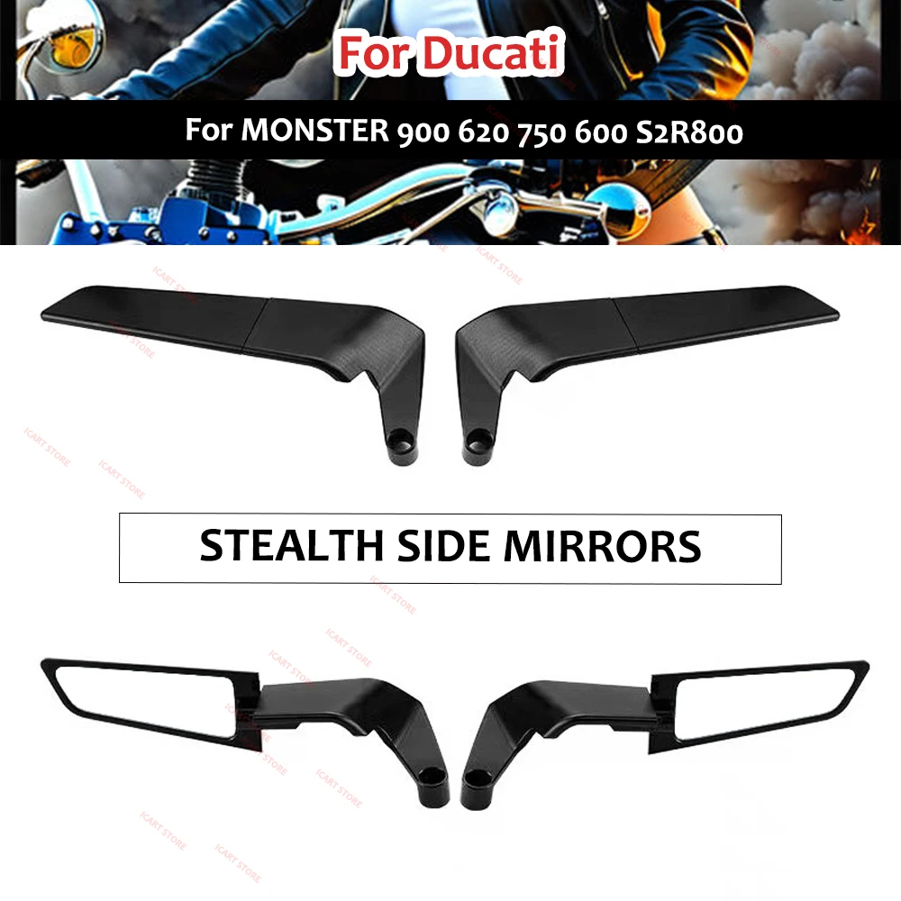 Per Ducati Monster 900 620 750 600 S2R800 Hypermotard Specchietti Moto Universali Stealth Winglets Mirror Kit Per Ruotare La Regolazione