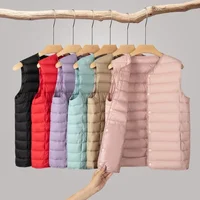 2024 New Lightweight Cotton Vest Women's Autumn/Winter No Collar Inner Lining Cropped Women's Jacket Plus Size Shoulder Vest Rou