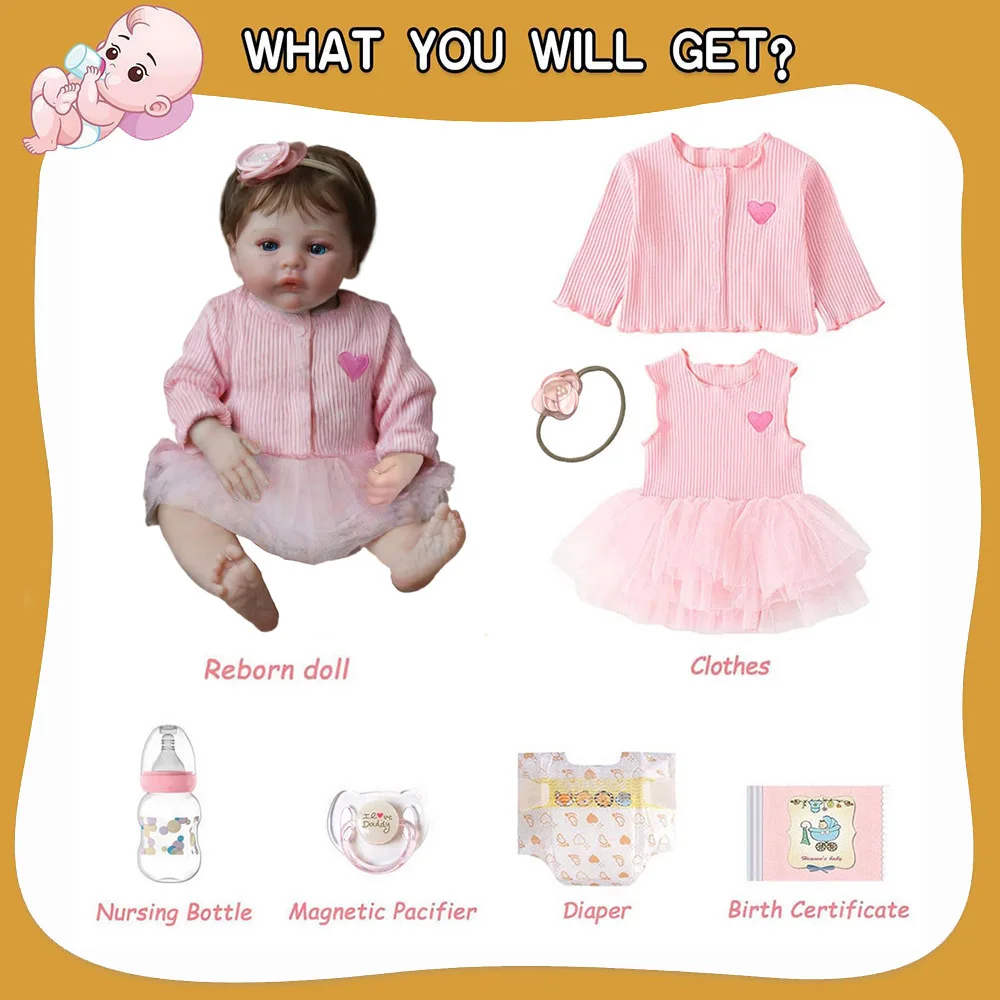 48 cm realistische herboren babypop echte full body siliconen vinyl bebe voor meisje al geschilderd baby levend peuter zoals echt speelgoed  26