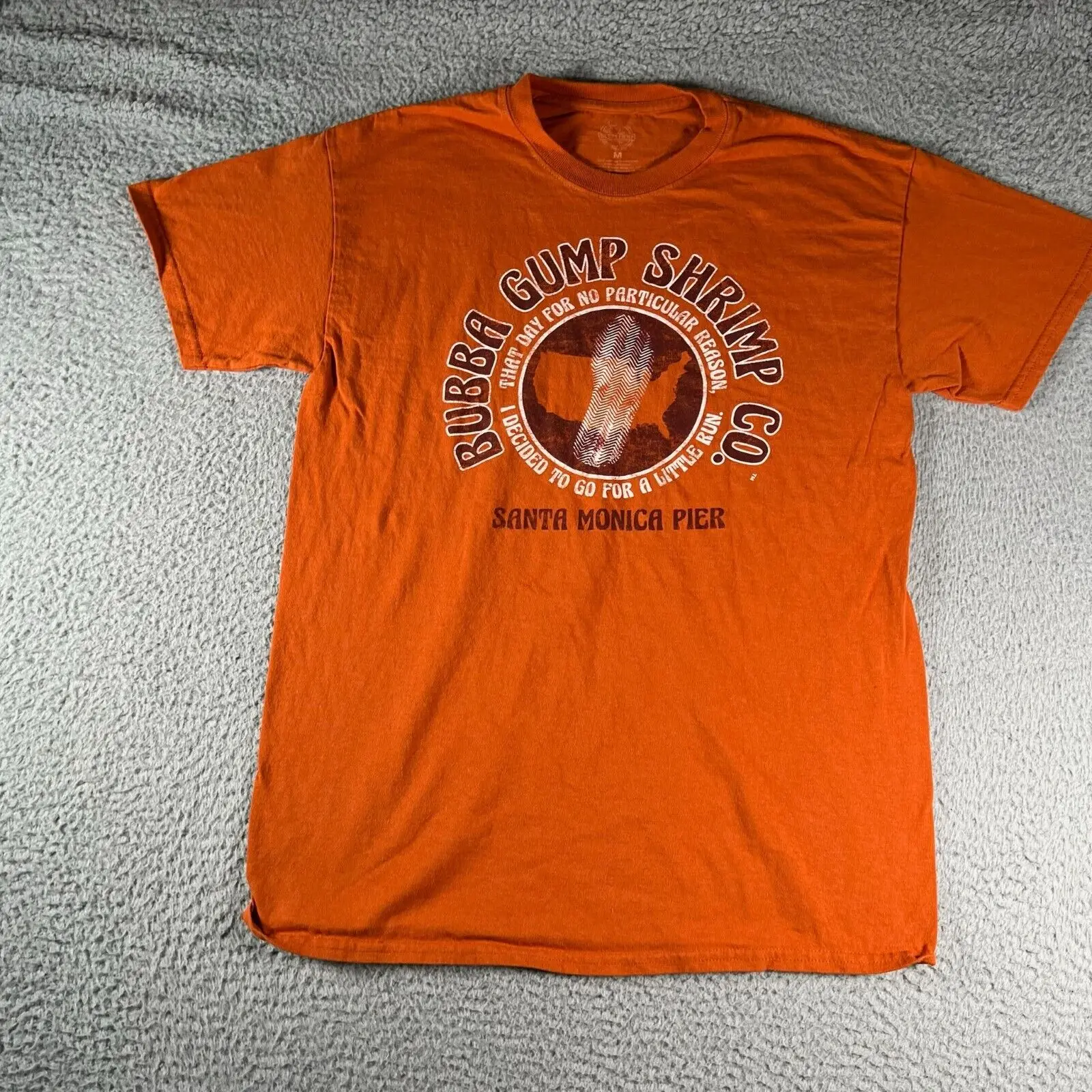 Bubba Gump Shrimp T Shirt Mens Mediu Orange Top Maniche Lunghe O Corte