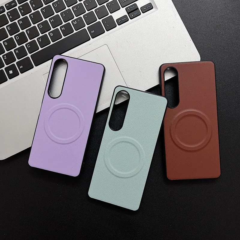 Luxury PU Leather MagSafe Magnetic Phone Case - Wireless Charging Shockproof Cover
