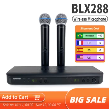 듀얼 핸드헬드 무선 마이크, 디지털 보컬 시스템, 고품질 BLX288 BETA58AD듀얼 채널, PG58
