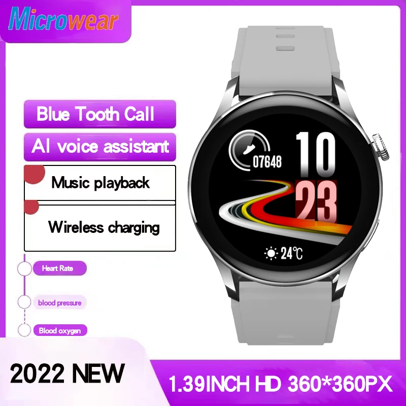 

2022 New Men 1.39"HD Screen Blue Tooth Call Smart Watch Wireless Charging AI voice Assistant Music Heart Rate Women Smartwatch