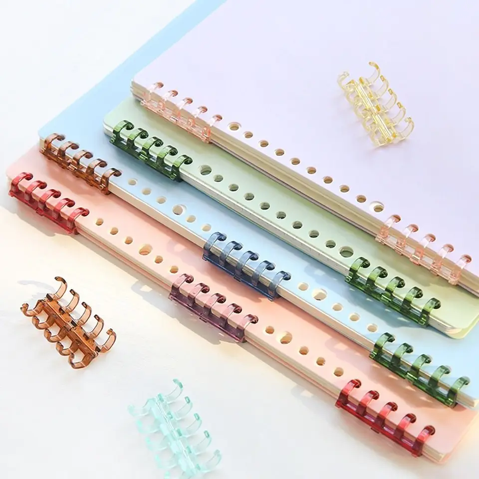 10Pcs Plastic Binding Spines Snap Binder Rings