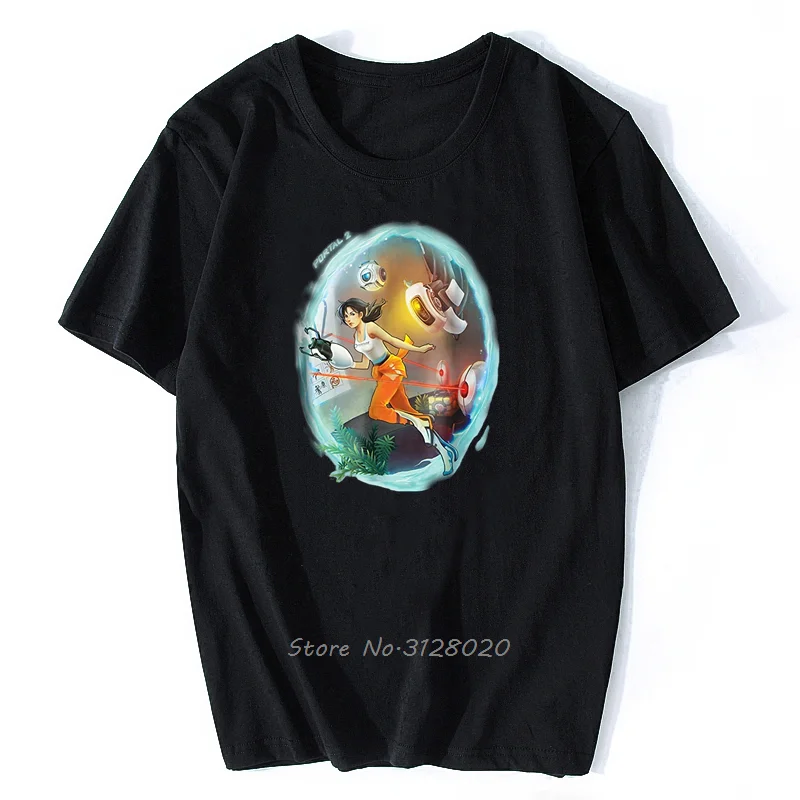 Chell Portal 2 Test Thema T-shirt Sommer Männer Baumwolle T-shirt Oansatz T Hemd Anime Tees Tops Streetwear Harajuku – Detail 3
