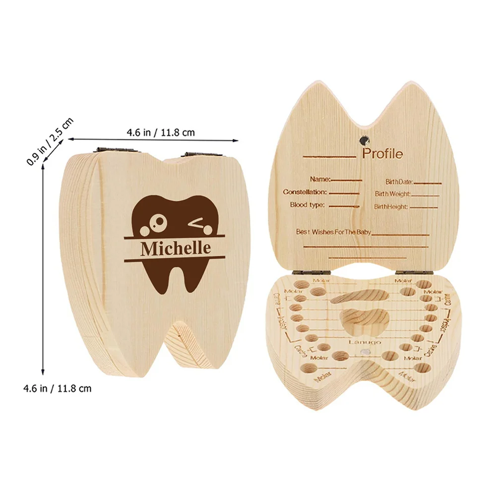 Name Wooden Milk Tooth Case Organizer Kid Lost Tooth Keepsake Storage Box Container Protector Souvenir Personalized