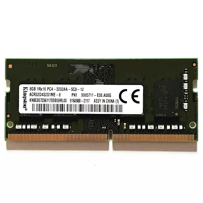 Kingston DDR4 RAMs 8GB 3200MHz Laptop Memory SODIMM 8GB 1Rx16 PC4