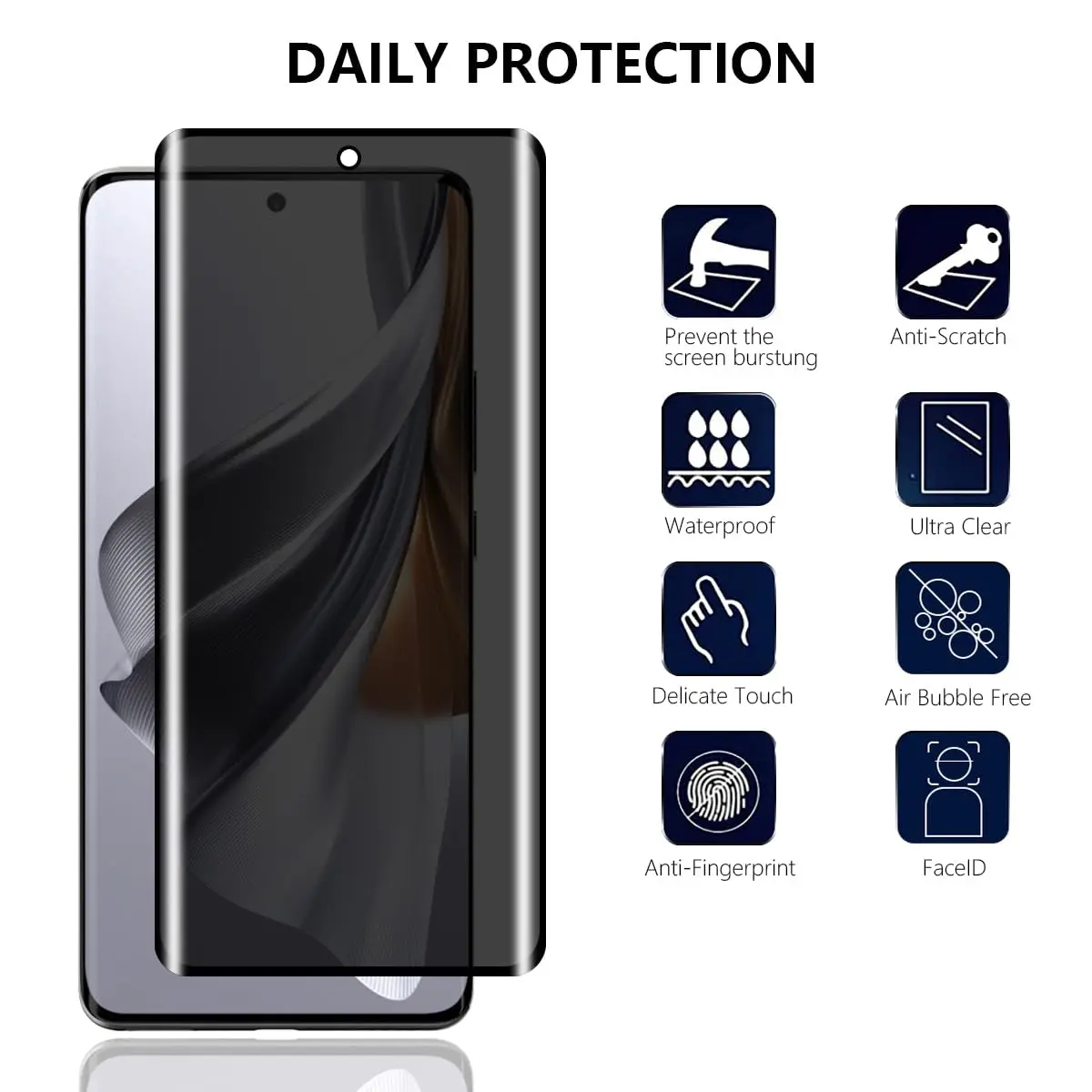 Anti Spy Screen Protector For OPPO Realme 11 Pro Plus, 3D Privacy Tempered Glass 9H Peep Case Friendly Free Shipping