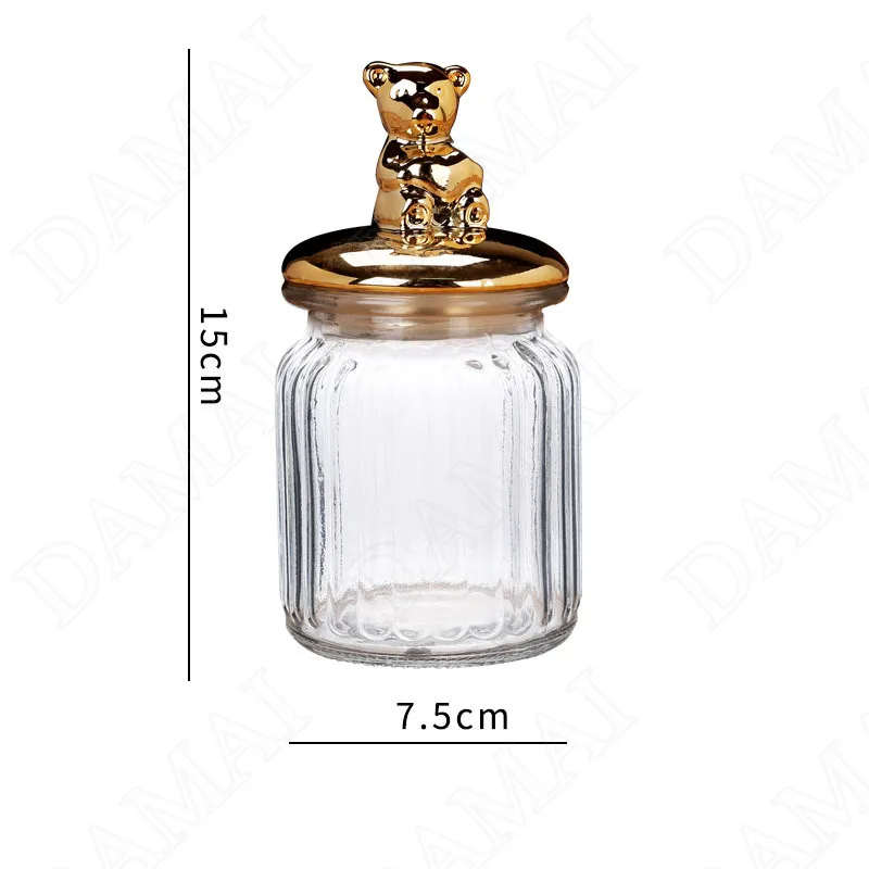 Golden Animal Decorative Storage Jar Sealed Glass Jars Spice Organizer Can Candy Container Dried Fruit Organizer Tea Canister 6