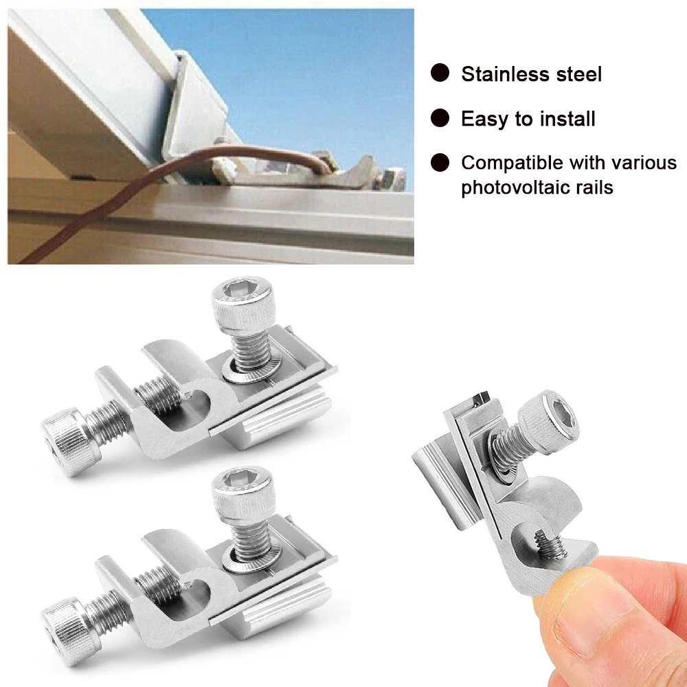 Solar Grounding Lug Solar Panel Bracket Grounding Clamps Photovoltaic System Mounting Clip For Roof Lightning Protection solar panel mounting set