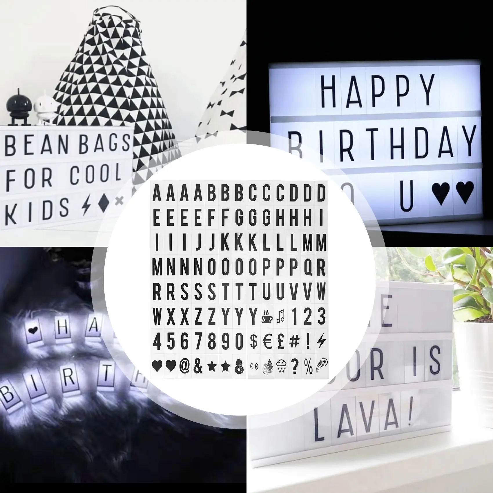 Lightbox Replacement Letters 104pcs Cinematic Lightbox Replacement Letters & Numbers Signs black for A4 Light Up Letter Box Sign Message Board 65.4x35mm(LED
