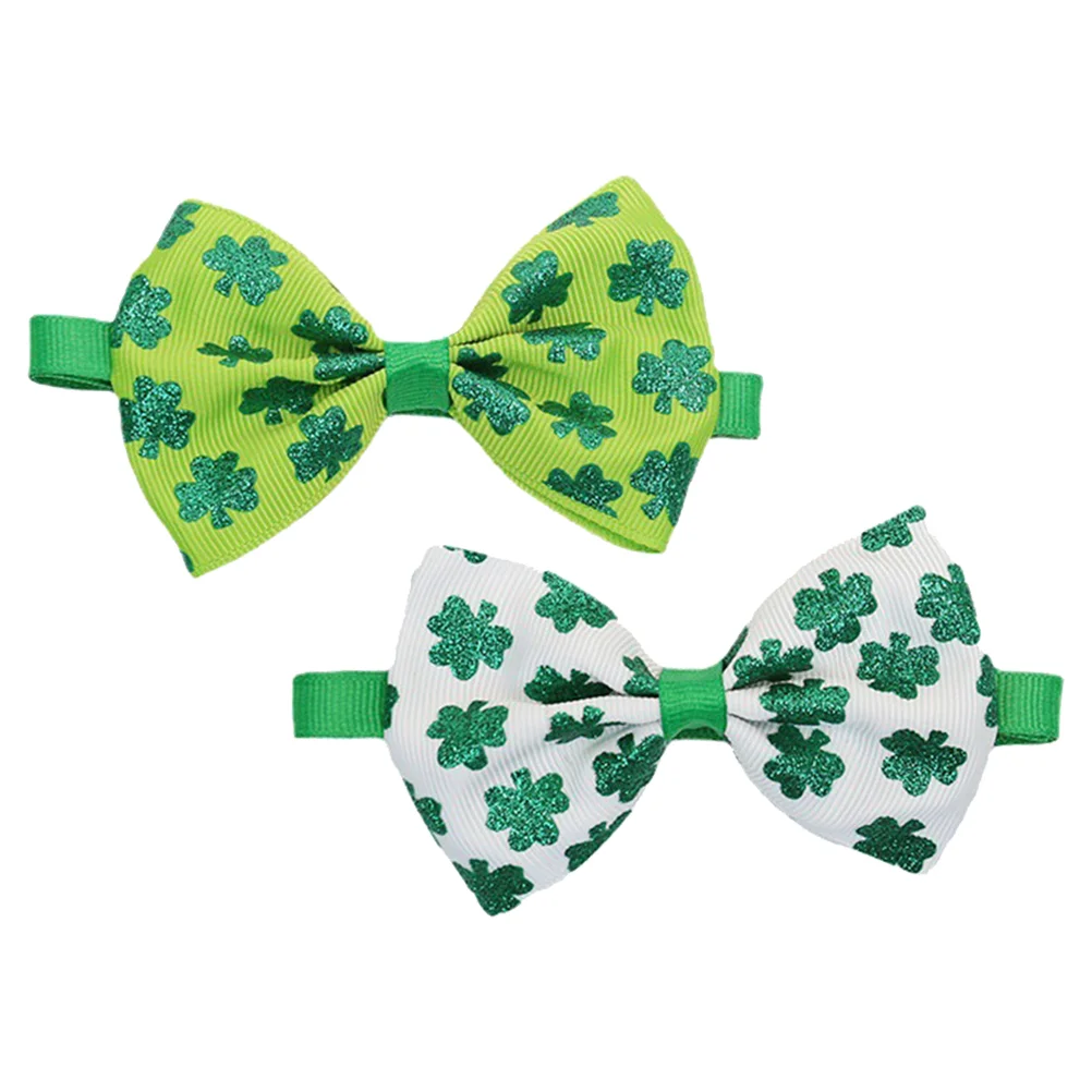 

2 Pcs Tie Bow Party Pet Decor Prop Decorative St Patrick Patrick's Day Lovely Irish's Festival