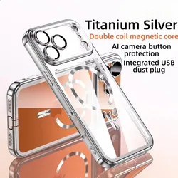 Enhanced Magnetic Phone Case with Clear Lens Protector and Soft Cover - Magsafe Compatible - iPhone 17 Pro (Siliver)
