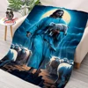 NO.3 6 Size Merciful Jesus Christian God Flannel Art Blanket, Sofa Bed Cover Four Season Soft Fluffy Quilt Blanket Flannel Throw 6