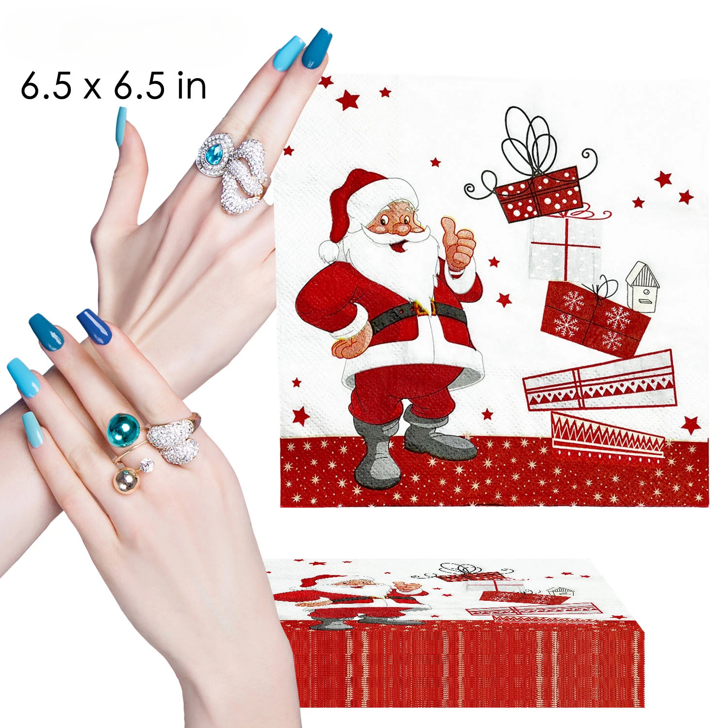 10packsWhite Background Christmas Gift Two-layer and Three-layer Printing Food-grade Full-page Printing Santa Claus Gift Tissue