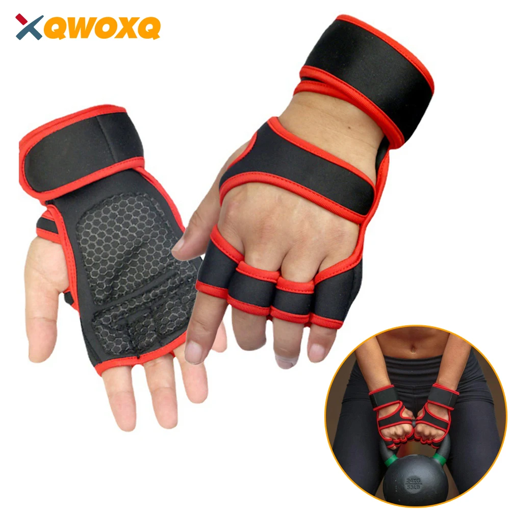 1 Pair Weightlifting Training Gloves for Men Women Fitness Sports Body Building Gymnastics Gym Hand Wrist Palm Protector Gloves