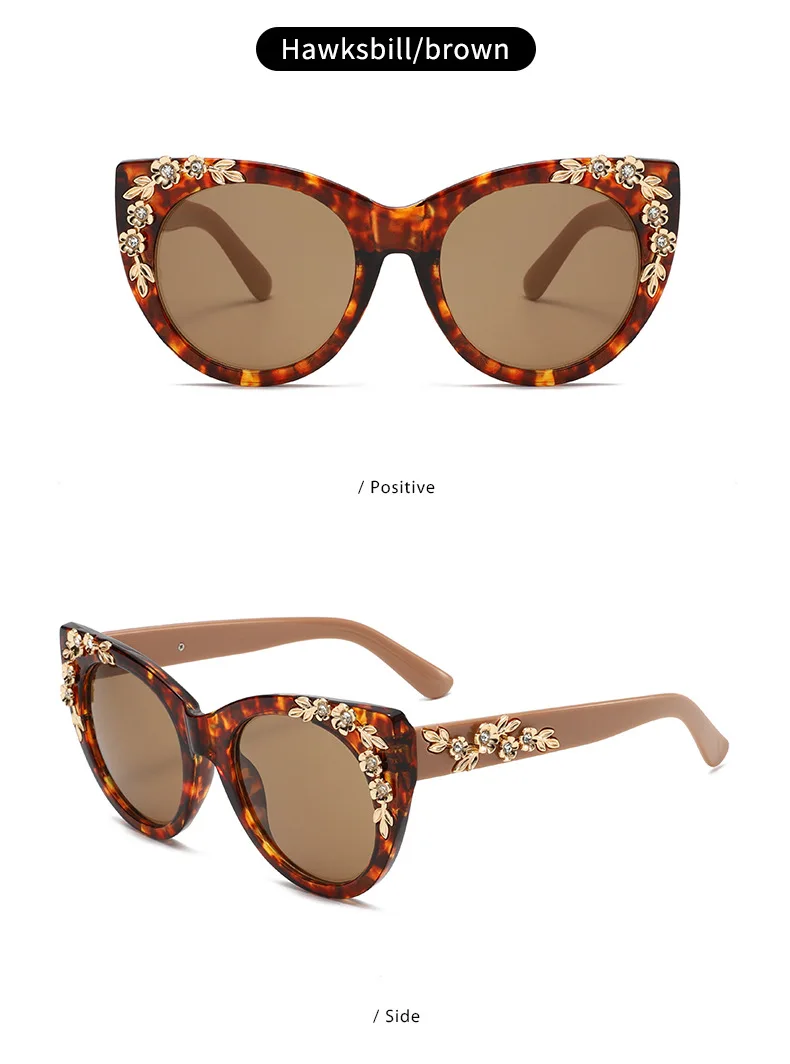 2025 neue Sonnenbrillen Frau Cat Eye Mode UV400 Shades Outdoor Vielseitige Trend Brillen Großen Rahmen Floral Design Sonnenbrille – Detail 10