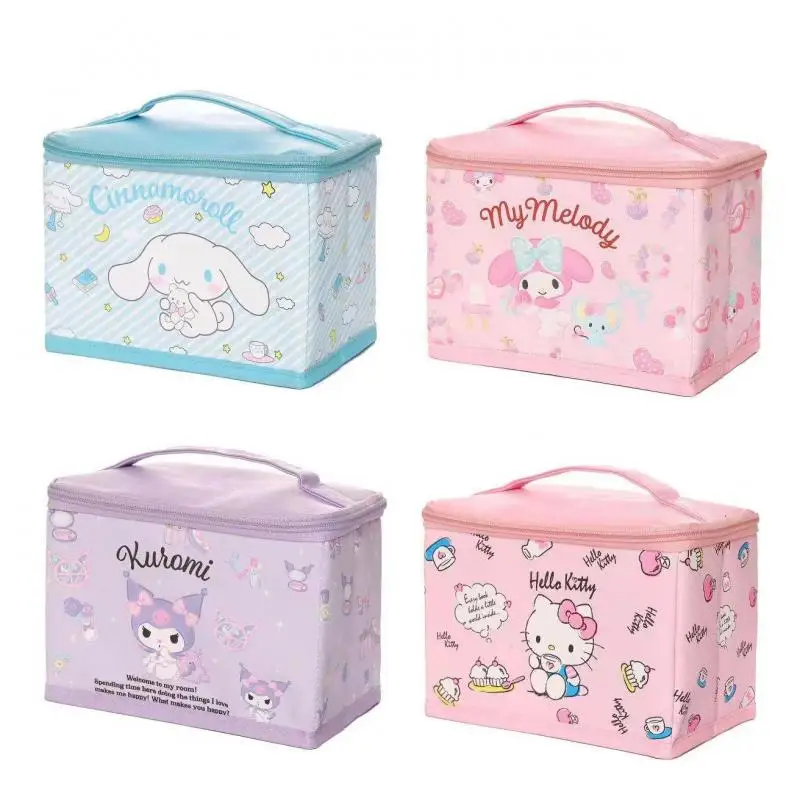 

Kawaii Sanrios Hello Kitty My Melody Kuromi Cinnamoroll Anime Girl Handbag Cartoon Portable Foldable Storage Box Cosmetic Bags