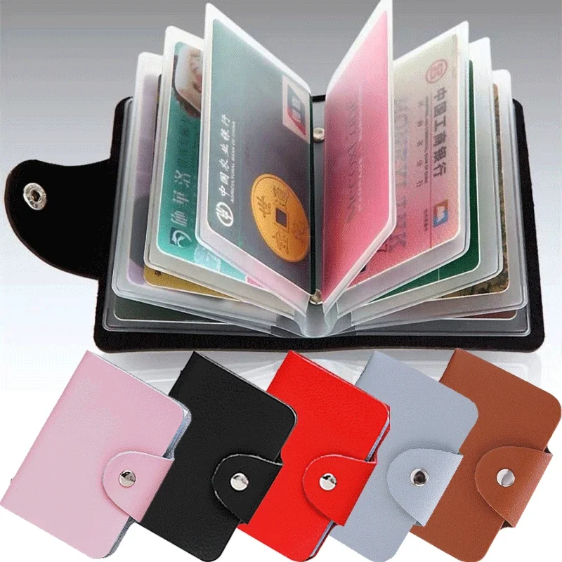 Premium PU Leather Card Holder Wallet with Large Capacity for Business & Credit Cards
