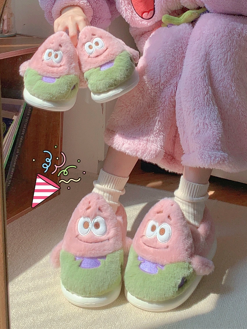 Parent-child Home Slippers Women Bedroom Non Slip Soft Sole Baby Shoes Winter Cute Plush Cotton Slippers Man Couple Slipper