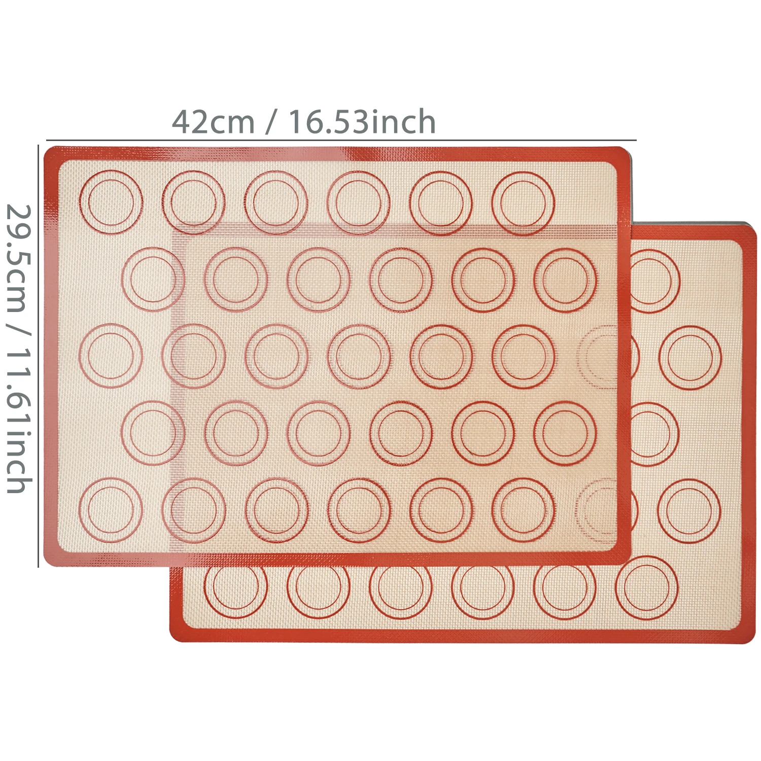Silicone Non-Stick Reusable Baking Mats - Heat Resistant Bakeware Sheets for Macarons, Cookies, and Bread (Set of 2)